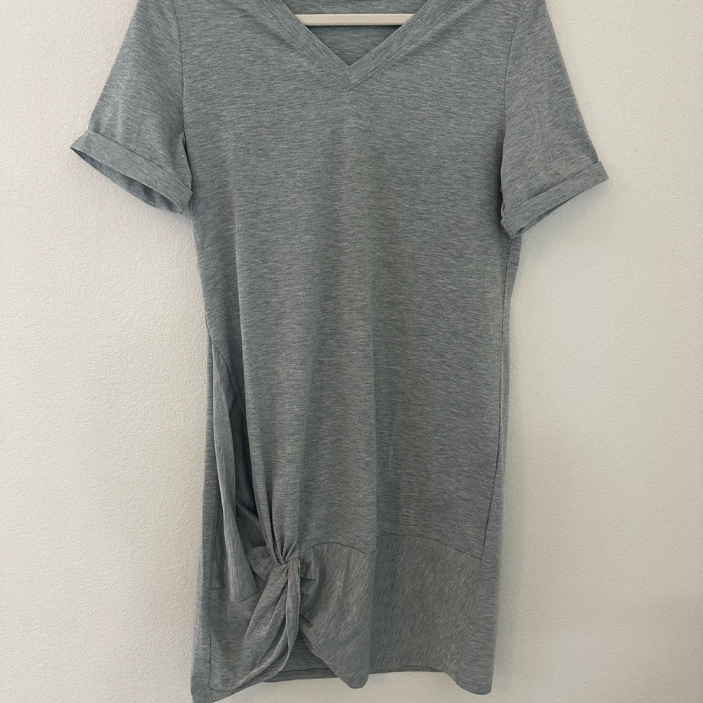Gray Tie Front Sailor Collar T-Shirt dress